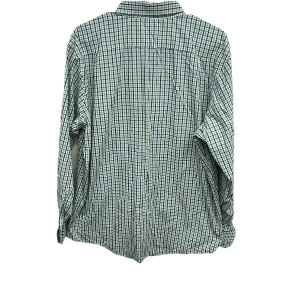 Southern Tide Shirt Mens Large Green Blue White Check Preppy Classic Button Down